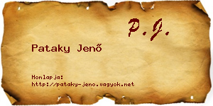 Pataky Jenő névjegykártya